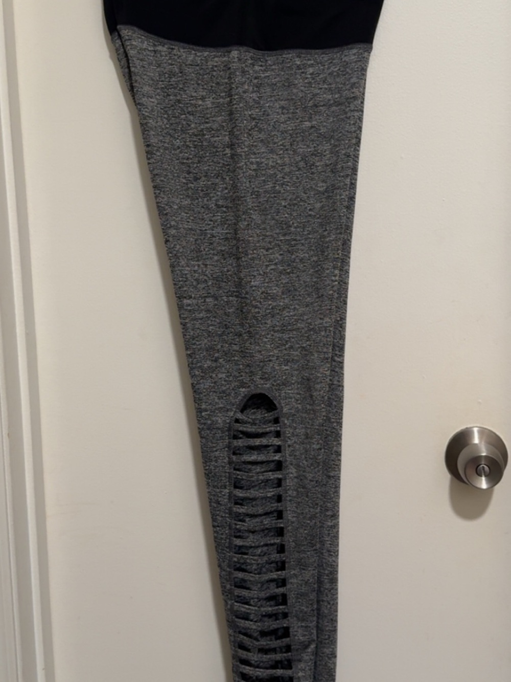 Women’s Grey Active Leggings with Lattice Detail